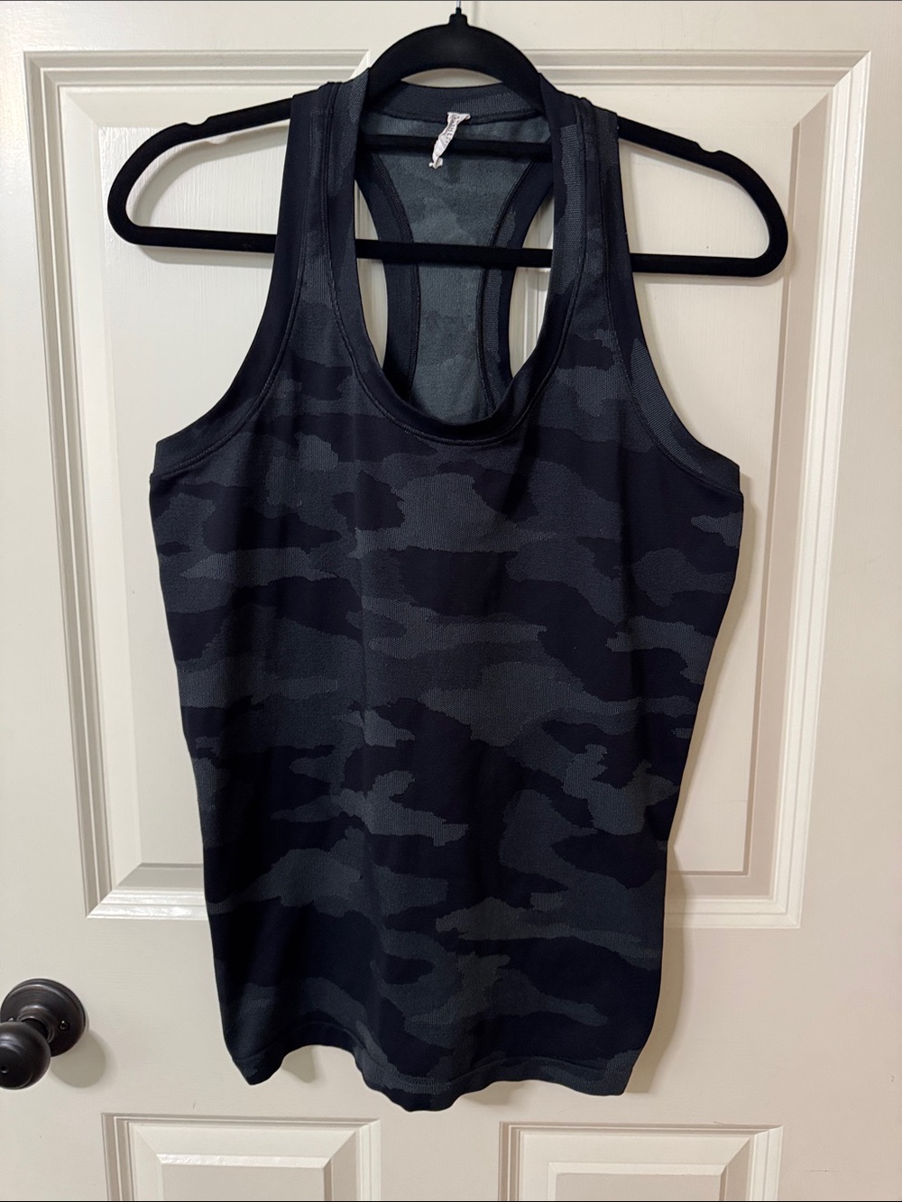 Athleta Black & Dark Gray Camo Racerback Tank